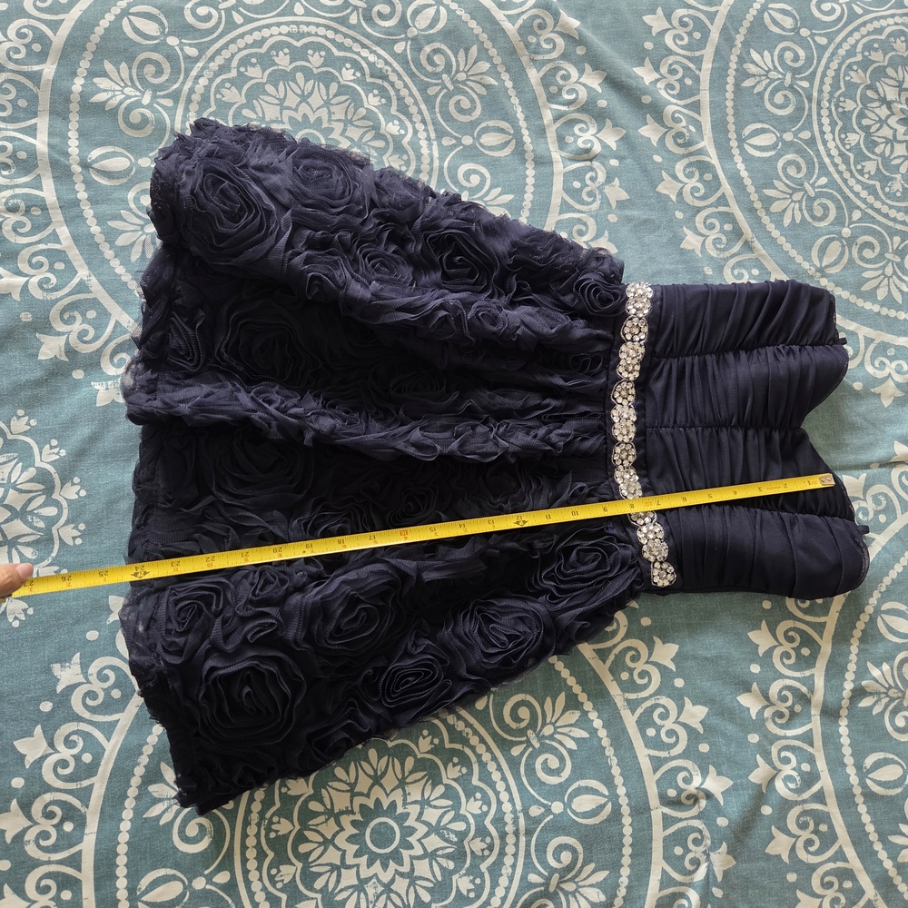 Trixxi Navy Strapless Rosette Cocktail Dress with Beaded Waistband Junior Size 3 - Picture 8 of 11